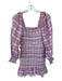 Loveshackfancy Size XS purple & pink Cotton Long Balloon Sleeve Plaid Dress purple & pink / XS