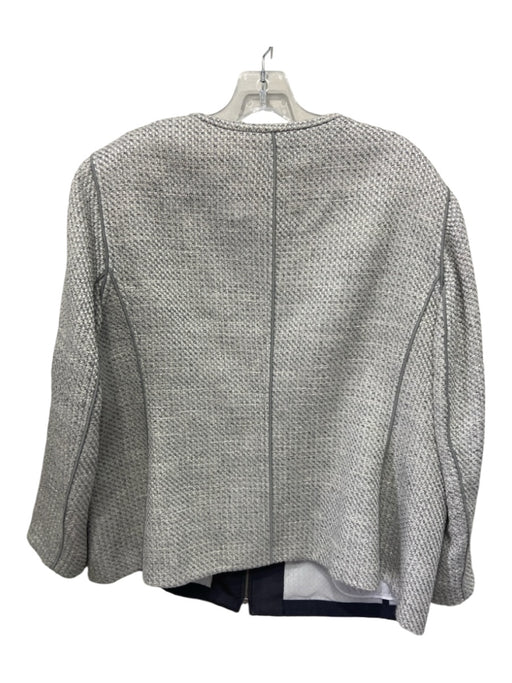 Lafayette 148 Size 1X Gray Wool Blend Tweed Zip Up silver hardware Jacket Gray / 1X