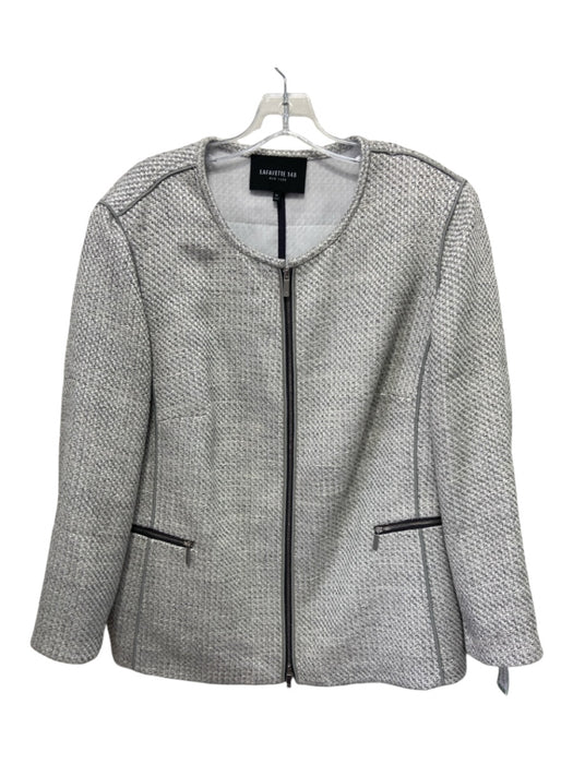 Lafayette 148 Size 1X Gray Wool Blend Tweed Zip Up silver hardware Jacket Gray / 1X