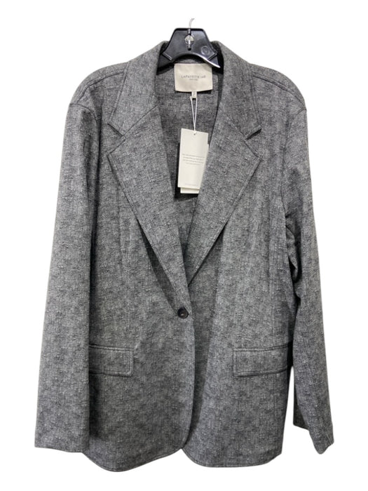 Lafayette 148 Size 16 Gray Wool Heathered One Button Blazer Jacket Gray / 16