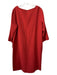 Rosso35 Size 50/L Rust Red Virgin Wool 1/2 Sleeve Scoop Neck Pockets Midi Dress Rust Red / 50/L