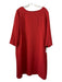 Rosso35 Size 50/L Rust Red Virgin Wool 1/2 Sleeve Scoop Neck Pockets Midi Dress Rust Red / 50/L