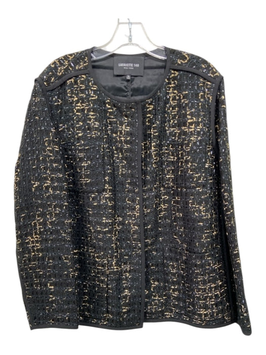 Lafayette 148 Size XL Black & Gold Acrylic Textured 2 button Pockets Jacket Black & Gold / XL