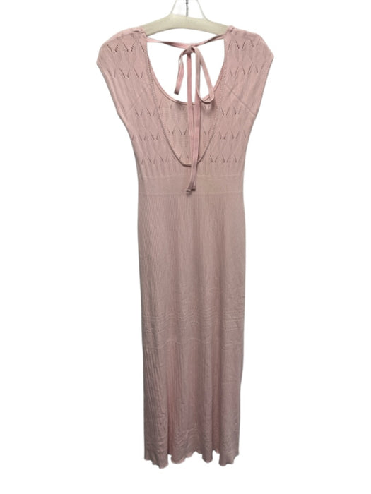 Free People Size XS/S Pink Poly Blend Scoop Neck & Back Cut Outs Midi Dress Pink / XS/S