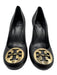 Tory Burch Shoe Size 9 Black Leather Logo Round Toe Wedge Gold Hardware Sandals Black / 9