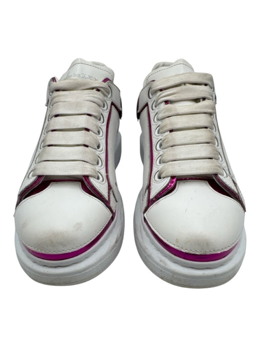 Alexander McQueen Shoe Size 39 White & Purple Leather Lace Up Platform Sneakers White & Purple / 39
