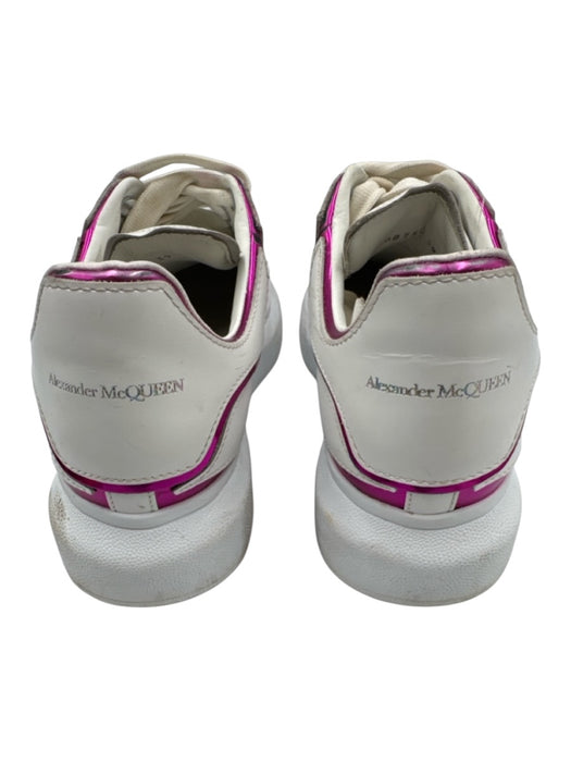 Alexander McQueen Shoe Size 39 White & Purple Leather Lace Up Platform Sneakers White & Purple / 39