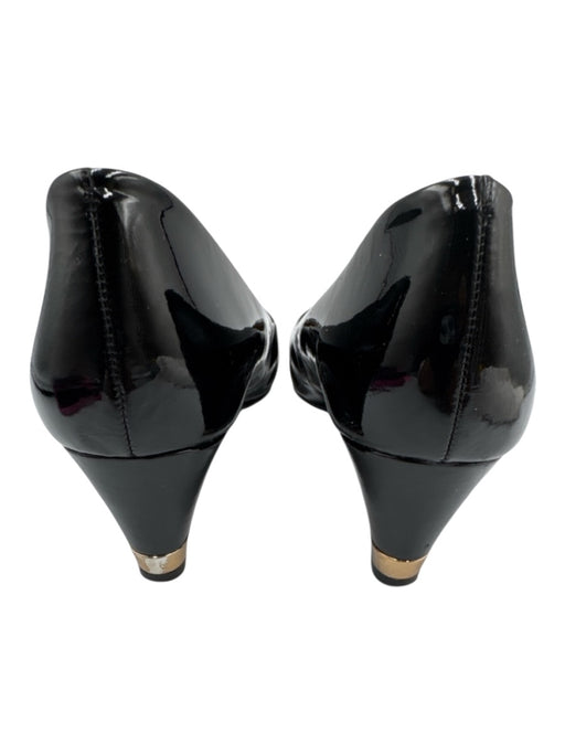 Tory Burch Shoe Size 9.5 Black Patent Leather Round Toe Wedge Sandals Black / 9.5