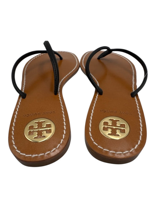 Tory Burch Shoe Size 8 Brown & Black Leather Flip Flop Thong Strap Flat Sandals Brown & Black / 8