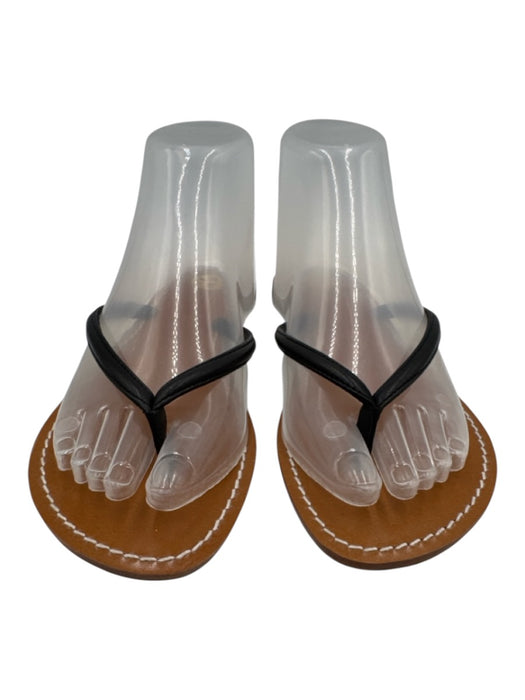 Tory Burch Shoe Size 8 Brown & Black Leather Flip Flop Thong Strap Flat Sandals Brown & Black / 8