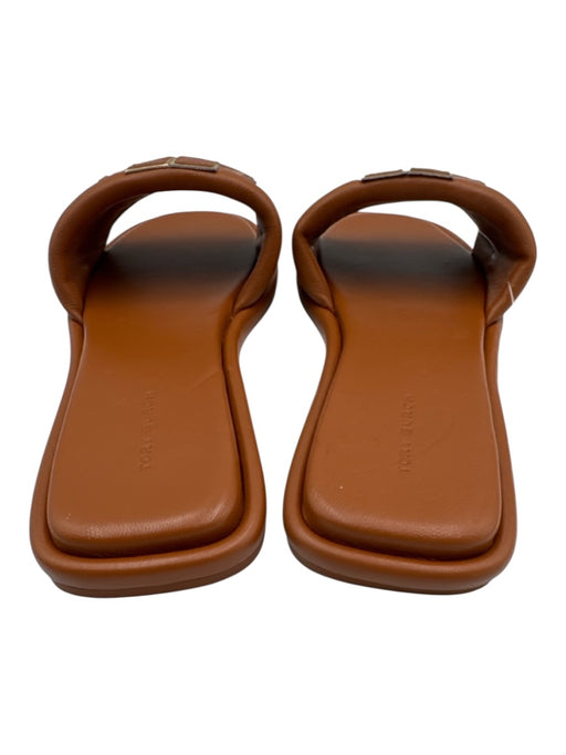 Tory Burch Shoe Size 8 Brown Leather Slide Logo Open Toe Flat Sandals Brown / 8