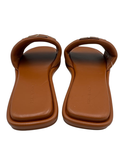 Tory Burch Shoe Size 8 Brown Leather Slide Logo Open Toe Flat Sandals Brown / 8