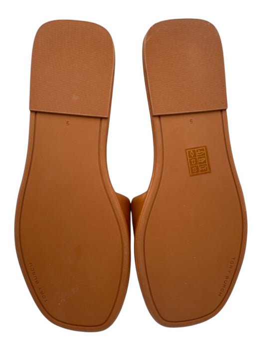 Tory Burch Shoe Size 8 Brown Leather Slide Logo Open Toe Flat Sandals Brown / 8