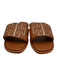 Tory Burch Shoe Size 8 Brown Leather Slide Logo Open Toe Flat Sandals Brown / 8