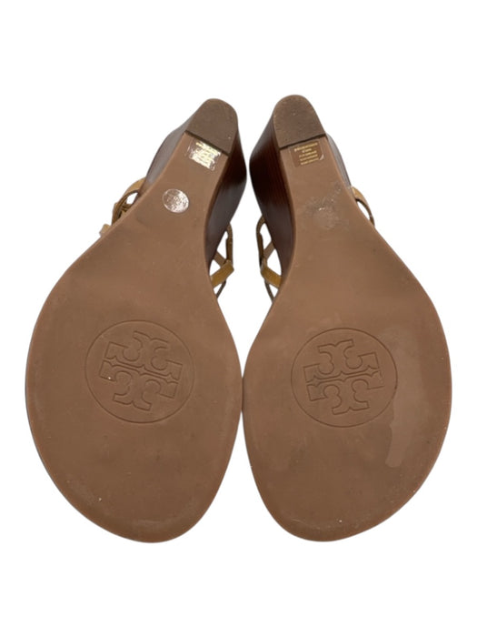 Tory Burch Shoe Size 8.5 Taupe & Bronze Leather Thong Strap Open Toe Sandals Taupe & Bronze / 8.5