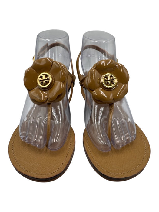 Tory Burch Shoe Size 8.5 Taupe & Bronze Leather Thong Strap Open Toe Sandals Taupe & Bronze / 8.5