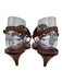 Tory Burch Shoe Size 9.5 Brown Leather Stacked Heel Logo Thong Strap Sandals Brown / 9.5