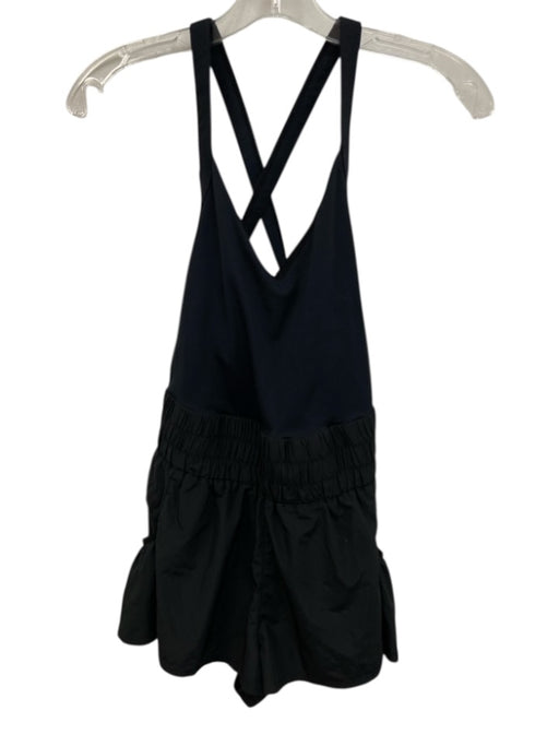 FP Movement Size S Black Polyester Blend Athletic Strappy Sleeveless Romper Black / S