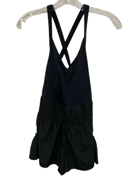 FP Movement Size S Black Polyester Blend Athletic Strappy Sleeveless Romper Black / S