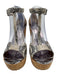 Jimmy Choo Shoe Size 40 Silver, White, Black Leather & Cork Ankle Strap Sandals Silver, White, Black / 40