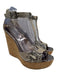 Jimmy Choo Shoe Size 40 Silver, White, Black Leather & Cork Ankle Strap Sandals Silver, White, Black / 40