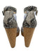 Jimmy Choo Shoe Size 40 Silver, White, Black Leather & Cork Ankle Strap Sandals Silver, White, Black / 40