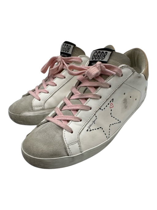 Golden Goose Shoe Size 40 White, Pink, Gray Leather Lace Up Distressed Sneakers White, Pink, Gray / 40