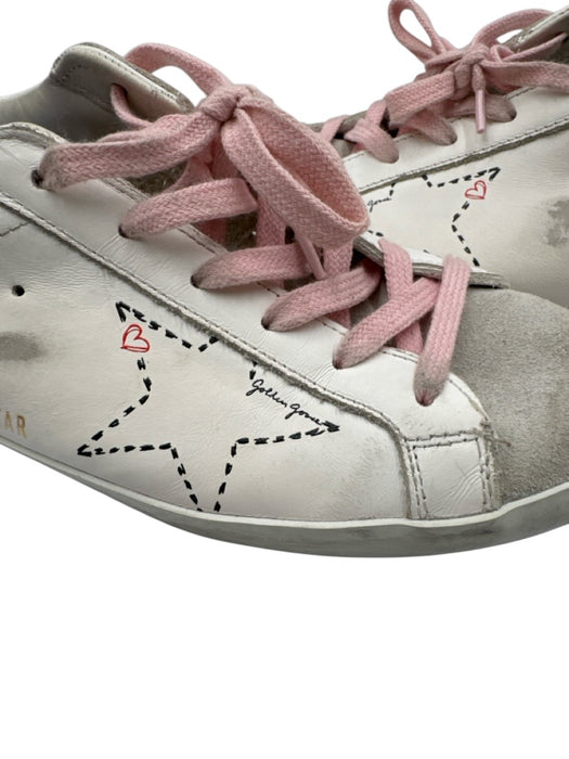 Golden Goose Shoe Size 40 White, Pink, Gray Leather Lace Up Distressed Sneakers White, Pink, Gray / 40