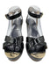 Jimmy Choo Shoe Size 40.5 Black & Beige Patent Leather Platform Wedge Sandals Black & Beige / 40.5
