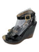 Jimmy Choo Shoe Size 40.5 Black & Beige Patent Leather Platform Wedge Sandals Black & Beige / 40.5