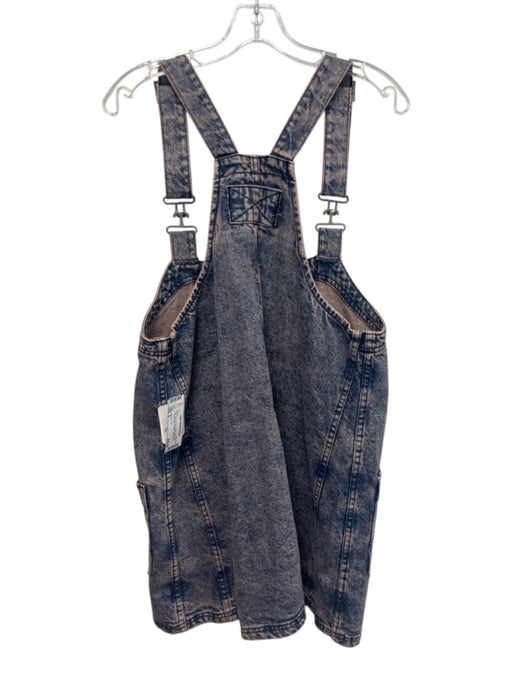 We The Free Size S Dark Wash & Pink Cotton Washed Overall Straps Pockets Dress Dark Wash & Pink / S