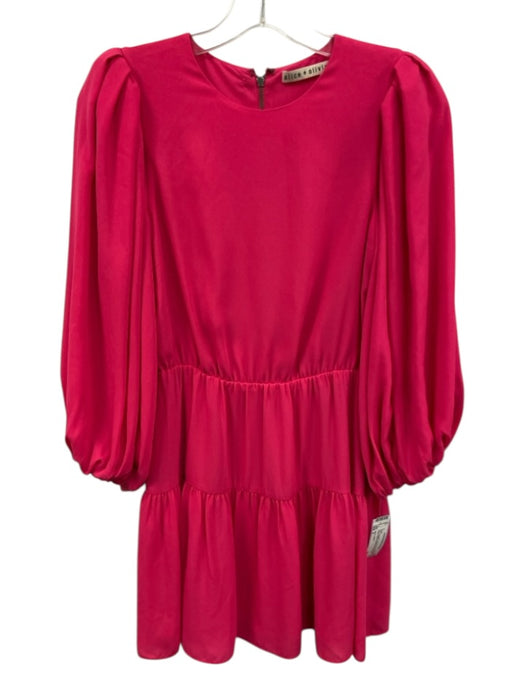 Alice + Olivia Size 2 Pink Polyester Long puff sleeve Pleated Below knee Dress Pink / 2