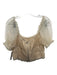 Alice + Olivia Size M Beige & White Nylon Short Balloon Sleeve Crop Skirt Set Beige & White / M