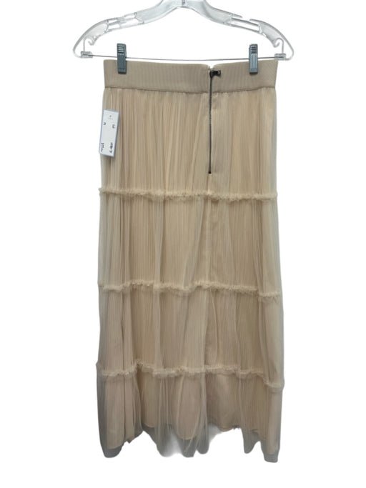 Alice + Olivia Size M Beige & White Nylon Short Balloon Sleeve Crop Skirt Set Beige & White / M