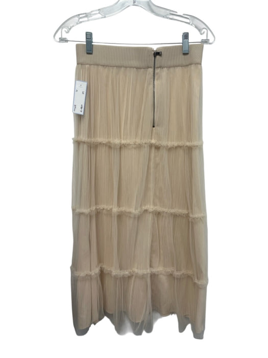 Alice + Olivia Size M Beige & White Nylon Short Balloon Sleeve Crop Skirt Set Beige & White / M