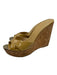Jimmy Choo Shoe Size 41 Beige & Tan Leather & Cork Patent Shine Wedge Sandals Beige & Tan / 41