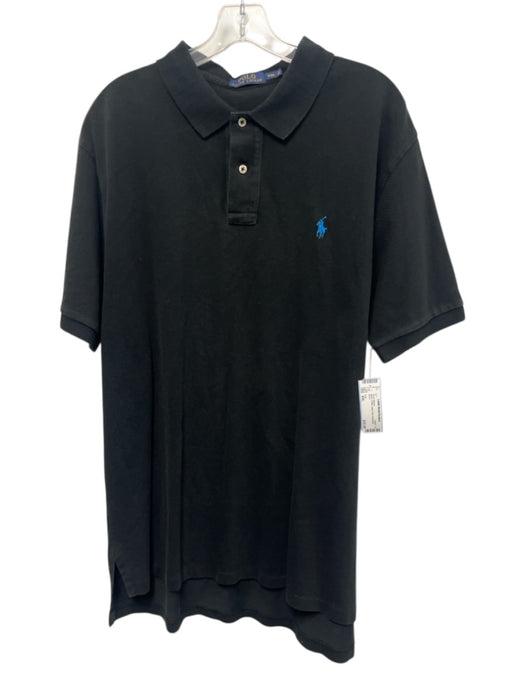 Polo Size XXL Black Cotton Solid Polo Men's Short Sleeve Black / XXL