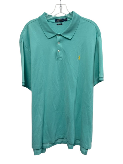 Polo Size XXL Teal Cotton Solid Polo Men's Short Sleeve Teal / XXL