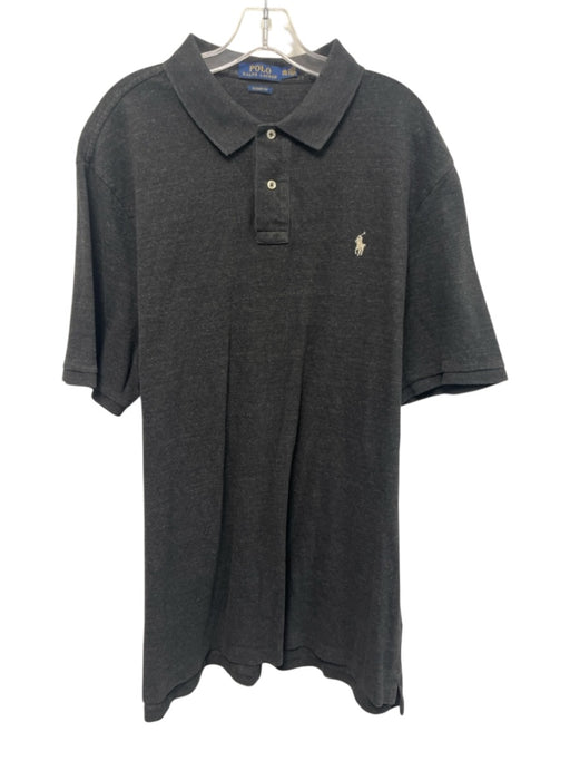 Polo Size XXL Dark Gray Cotton Solid Polo Men's Short Sleeve Dark Gray / XXL