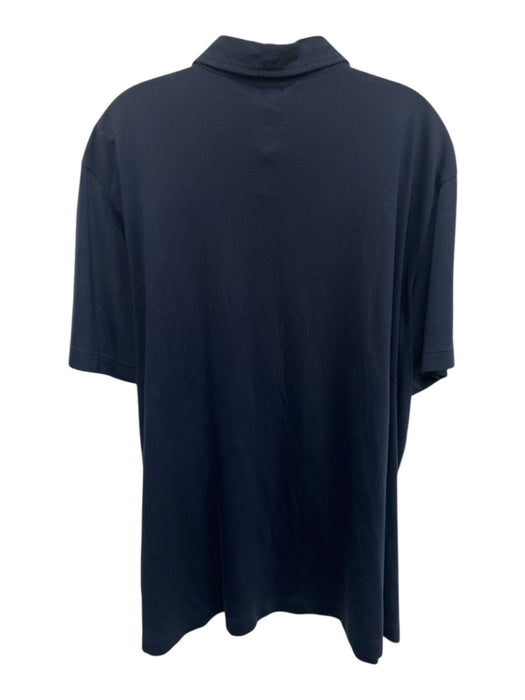 Polo Size XL Navy Blue Synthetic Solid Athletic Polo Men's Short Sleeve Navy Blue / XL