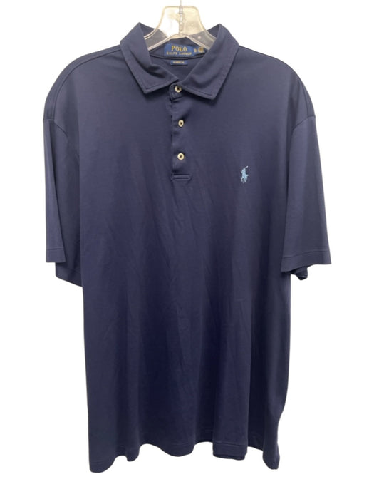 Polo Size XL Navy Blue Synthetic Solid Athletic Polo Men's Short Sleeve Navy Blue / XL
