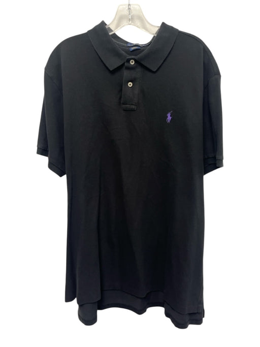 Polo Size XXL Black Cotton Solid Polo Men's Short Sleeve Black / XXL