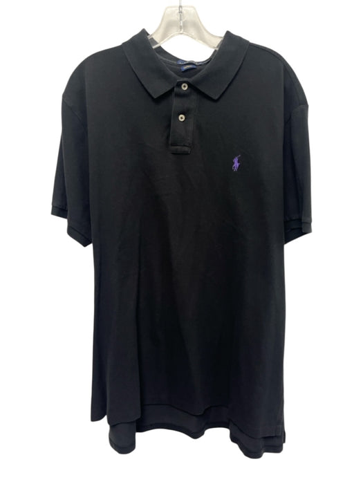 Polo Size XXL Black Cotton Solid Polo Men's Short Sleeve Black / XXL