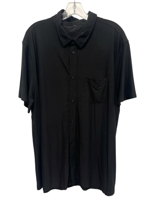 Vuori Size Est XXL Black Synthetic Solid Athletic Button up Men's Short Sleeve Black / Est XXL