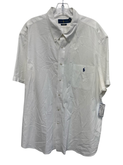 Ralph Lauren Size XXL White Cotton Striped Button Up Men's Short Sleeve White / XXL