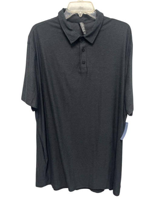 Vuori Size XXL Dark Gray Synthetic Heathered Athletic Polo Men's Short Sleeve Dark Gray / XXL