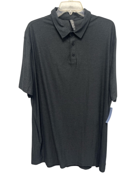 Vuori Size XXL Dark Gray Synthetic Heathered Athletic Polo Men's Short Sleeve Dark Gray / XXL