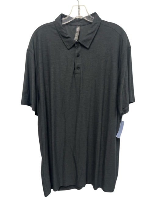 Vuori Size XXL Dark Gray Synthetic Heathered Athletic Polo Men's Short Sleeve Dark Gray / XXL