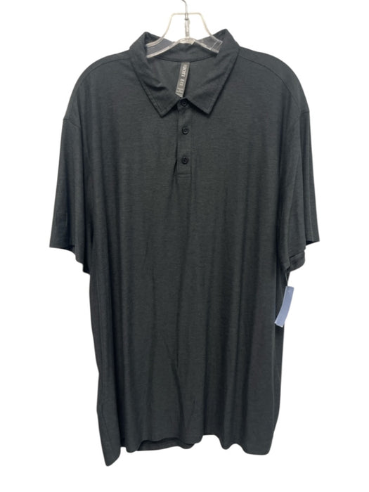 Vuori Size XXL Dark Gray Synthetic Heathered Athletic Polo Men's Short Sleeve Dark Gray / XXL