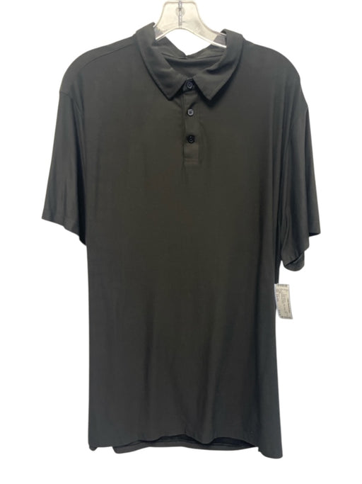 Vuori Size Est XXL Black Synthetic Solid Athletic Polo Men's Short Sleeve Black / Est XXL